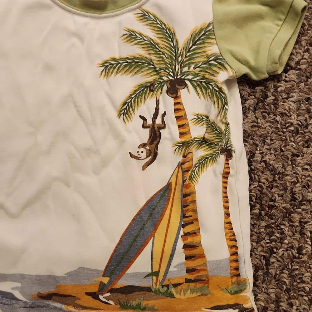 Gymboree Short-Sleeved Pajama Set Size 4T Monkeys and Surfboards